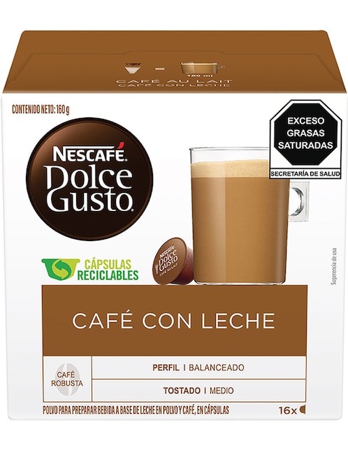 Set de 16 cápsulas Café con Leche Dolce Gusto