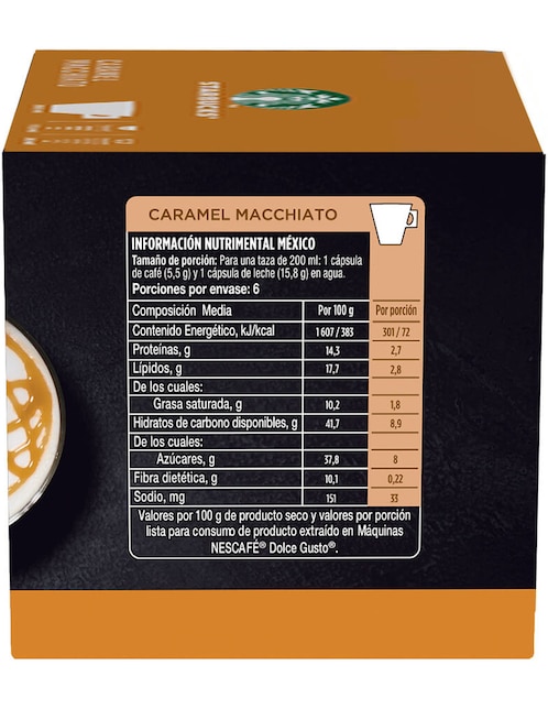 Set de 12 cápsulas café con leche Starbucks Dolce Gusto 3