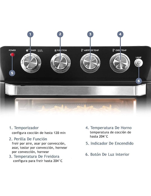 Horno Eléctrico Freidora Elite Gourmet EAF9100 25 L 3