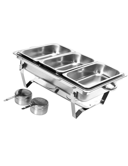 Chafer bufetera de acero inoxidable 3 compartimentos