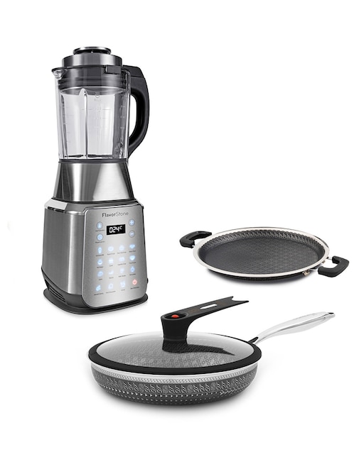 Combo licuadora + sartén con tapa + comal FlavorStone Diamond Deluxe 9 velocidades