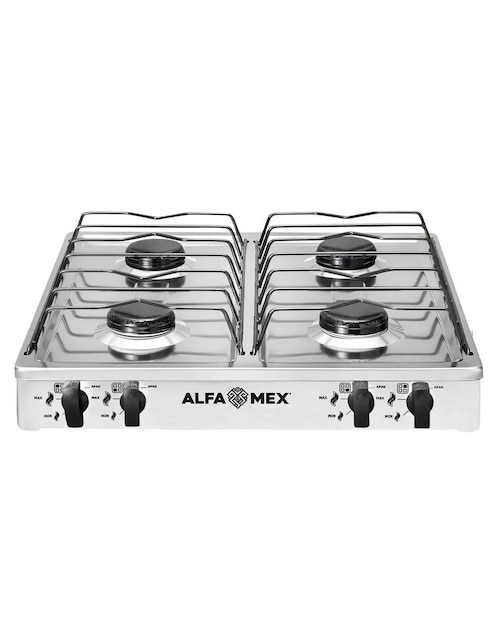 Parrilla de gas Alfamex 312-6-blanco de acero inoxidable