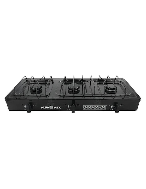 Parrilla de gas Alfamex 611-4-negro de acero inoxidable