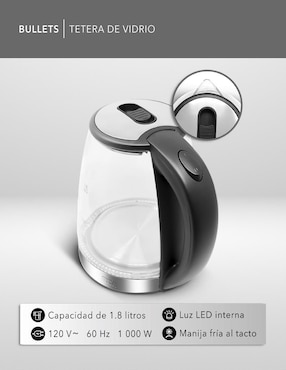 Tetera eléctrica Rca de cristal