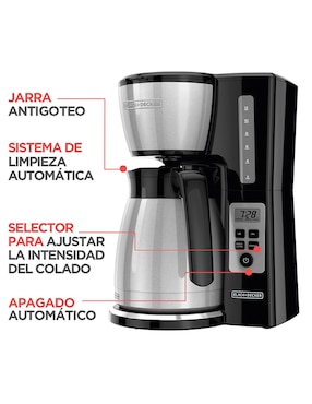 Cafetera de goteo Black + Decker de acero inoxidable