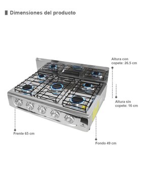 Parrilla Supra 5Q-TA de acero inoxidable