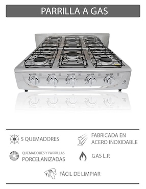 Parrilla Supra 5Q-TA de acero inoxidable