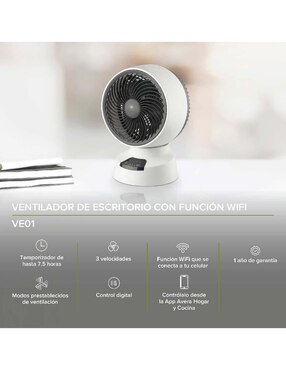 Ventilador de escritorio Avera con control remoto 3 velocidades