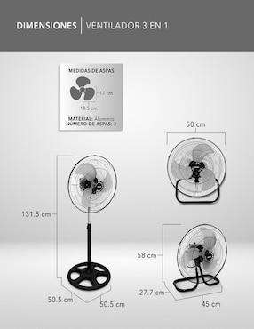 Ventilador 3 en 1 Rca 3 velocidades