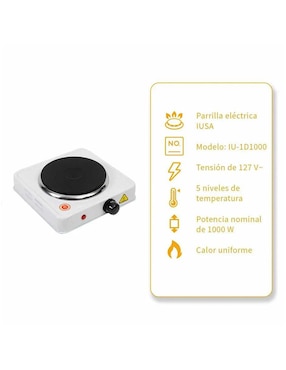 Parrilla eléctrica Iusa IU-1D1000s de acero