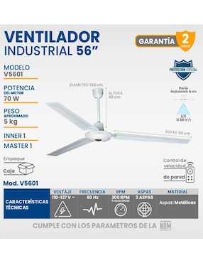 Ventilador de techo Igoto 5 velocidades