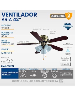 Ventilador de techo Igoto 3 velocidades