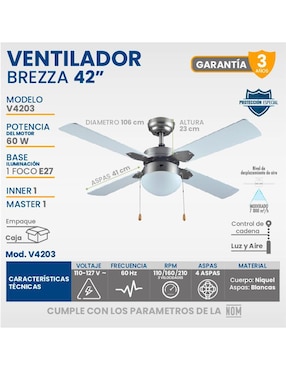 Ventilador de techo Igoto 3 velocidades