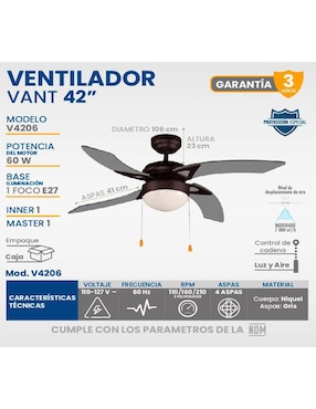 Ventilador de techo Igoto 5 velocidades