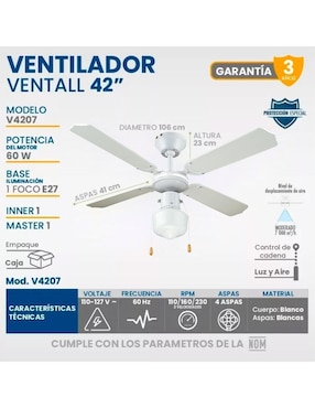 Ventilador de techo Igoto 3 velocidades