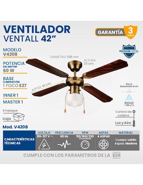 Ventilador de techo Igoto 3 velocidades