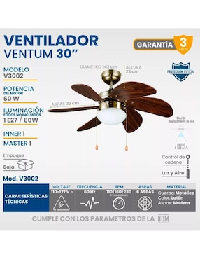 Ventilador de techo iGoto velocidades