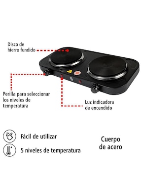 Parrilla eléctrica Iusa IU-2D2000 de acero