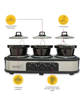 Chafer bufetera de cerámica Timco Cuisine 3 compartimentos