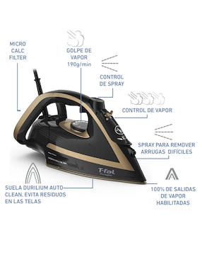 Plancha T-Fal pure gliss FV8064X0 suela antiadherente de color