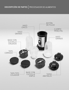 Set procesador de alimentos Rca RC-3199 cuchillas de acero inoxidable