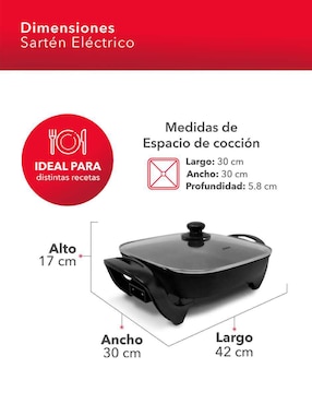 Sartén eléctrico con tapa Rca RC-3030C de cerámica