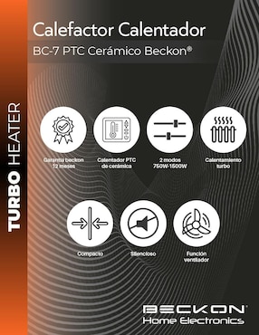 Calefactor torre eléctrico Beckon de 110 V - 127 V