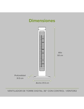 Ventilador de torre Avera con control remoto 3 velocidades