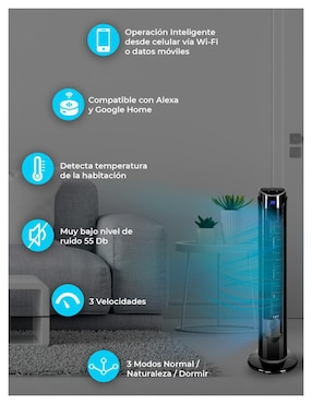 Ventilador de torre Blue Fan con control remoto 3 velocidades