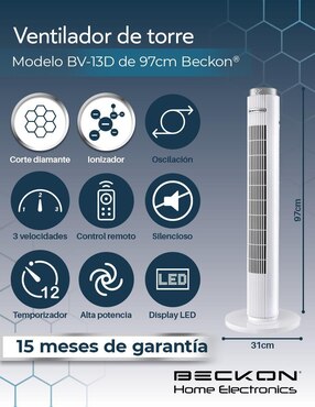 Ventilador de torre Beckon con control remoto 3 velocidades