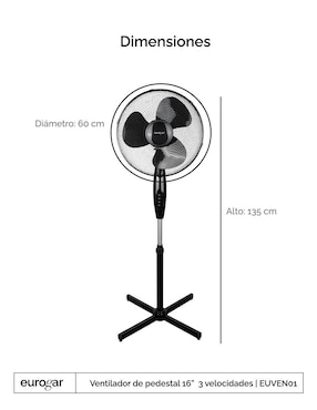 Ventilador de pedestal Eurogar 3 velocidades