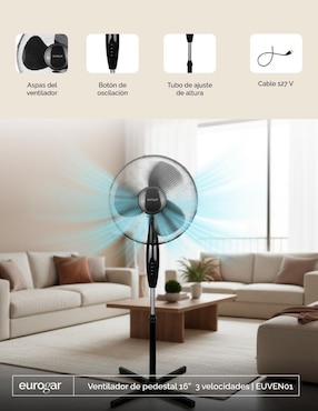 Ventilador de pedestal Eurogar 3 velocidades
