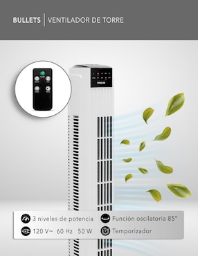 Ventilador de torre Rca con control remoto 3 velocidades