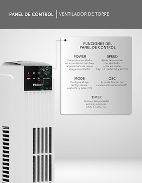 Ventilador de torre Rca con control remoto 3 velocidades