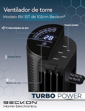 Ventilador de torre Beckon con control remoto 6 velocidades