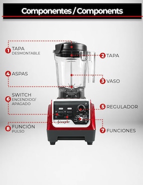 Licuadora Bogner BSB03R 8 velocidades