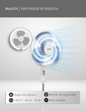 Ventilador de pedestal Rca con control remoto 3 velocidades