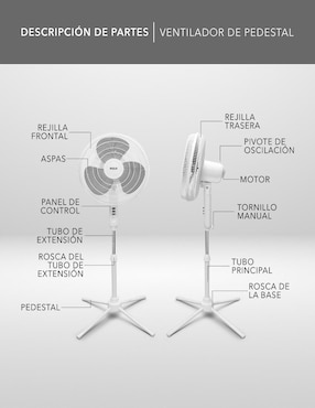 Ventilador de pedestal Rca con control remoto 3 velocidades
