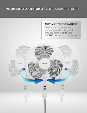 Ventilador de pedestal Rca con control remoto 3 velocidades