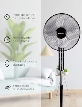 Ventilador de pedestal Daewoo con control remoto 3 velocidades