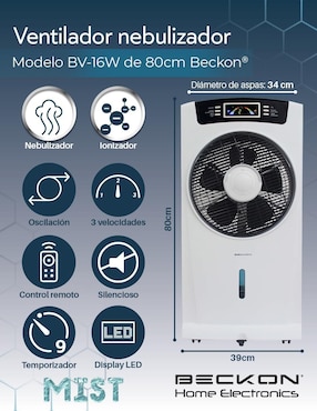 Ventilador de torre Beckon con control remoto 3 velocidades