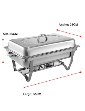 Chafer bufetera de acero inoxidable Shorbull recangular 1/2 2 compartimentos