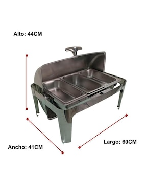 Chafer bufetera de acero inoxidable Shorbull Hotelera 1/3 3 compartimento/compartimentos