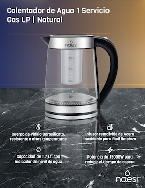 Tetera infusora Naesi de vidrio