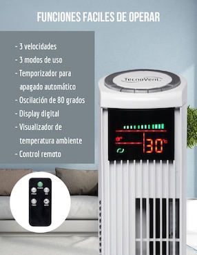 Ventilador de torre Tecno Vent con control remoto 3 velocidades