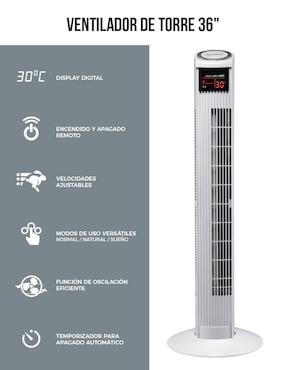 Ventilador de torre Tecno Vent con control remoto 3 velocidades