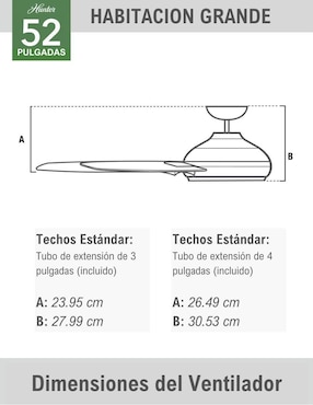 Ventilador de techo Hunter con control remoto 3 velocidades
