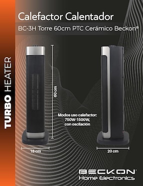 Calefactor torre cerámico eléctrico Beckon de 127 V