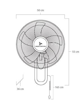 Ventilador de pared Masterfan con control remoto 3 velocidades