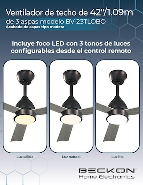 Ventilador de techo Beckon con control remoto 6 velocidades